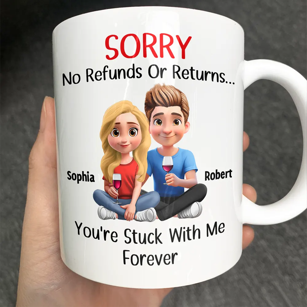 Gift For Couples, Funny - You Are Stuck With Me Forever 3D Effect Couple - Personalized Mug