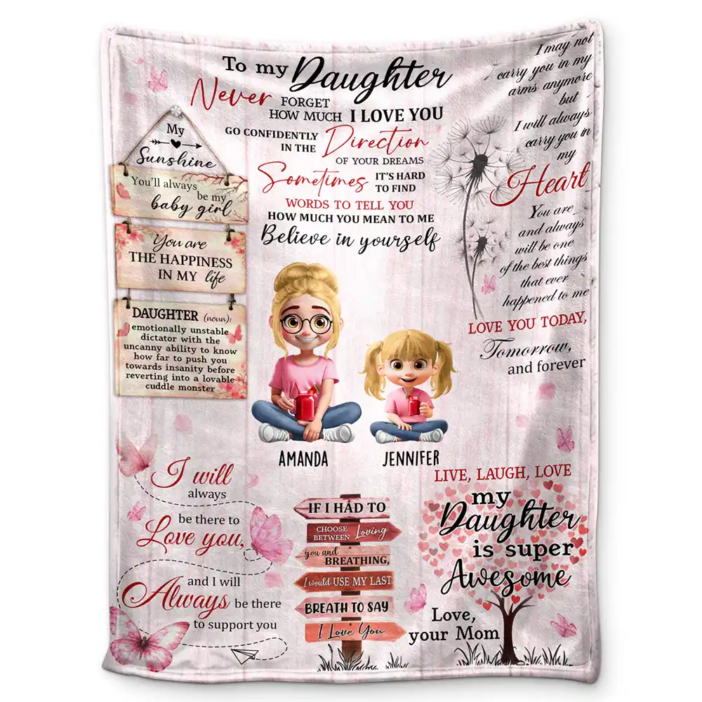 Gift For Daughter,Love - You Are The Happiness In My Life - Personalized Fleece Blanket, Sherpa Blanket