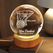 Sport Dad,Gift For Father,Basketball,Happy - You Dunked Right Into Our Heart Basketball Dad Grandpa - Personalized Crystal Globe Lamp