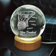Sport Dad,Gift For Father,Basketball,Happy - You Dunked Right Into Our Heart Basketball Dad Grandpa - Personalized Crystal Globe Lamp