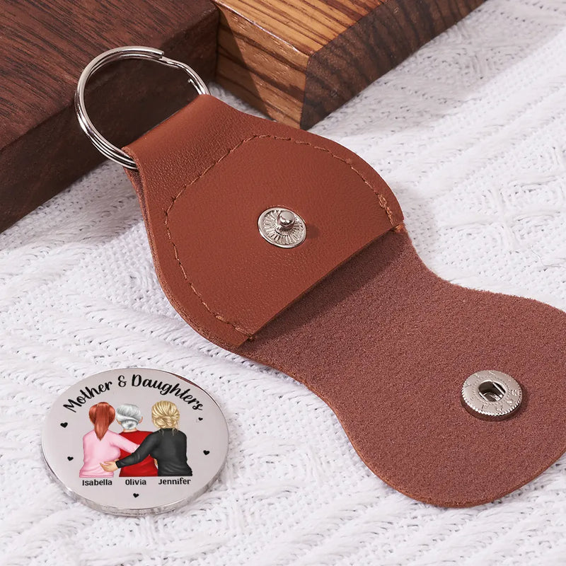 Gift For Mother,Gift For Daughter,Mom - Daughters (Adult),Happy - You Will Always Have Me Long Distance Mother & Daughter - Personalized Leather Pocket Hug