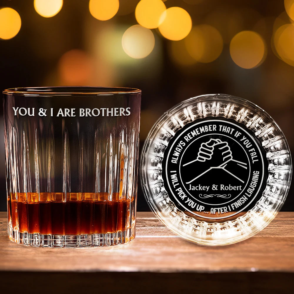 You & I Are Brothers - Personalized Rocks Whiskey Glass