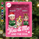 Dog Lovers,Dog Couple,Pet Lovers,Pet Couple,Happy,Christmas - You & Me And The Dog Toy Box - Personalized Custom Shaped Acrylic Ornament