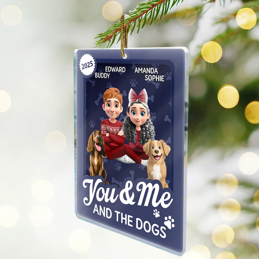 Dog Lovers,Dog Couple,Pet Lovers,Pet Couple,Happy,Christmas - You & Me And The Dog Toy Box - Personalized Custom Shaped Acrylic Ornament