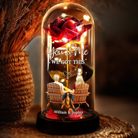 You & Me We Got This - Personalized Everlasting Rose Dome Lamp