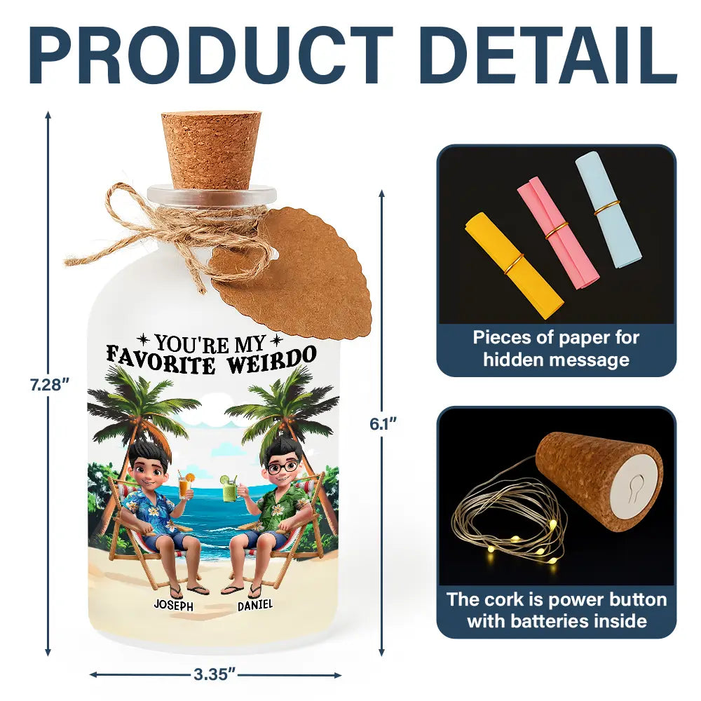 Gift For Couples,Gift For Husband,Gift For Wife,Gift For Boyfriend,Gift For Girlfriend,Funny - You're My Favorite Weirdo - Personalized Short Bottle Light