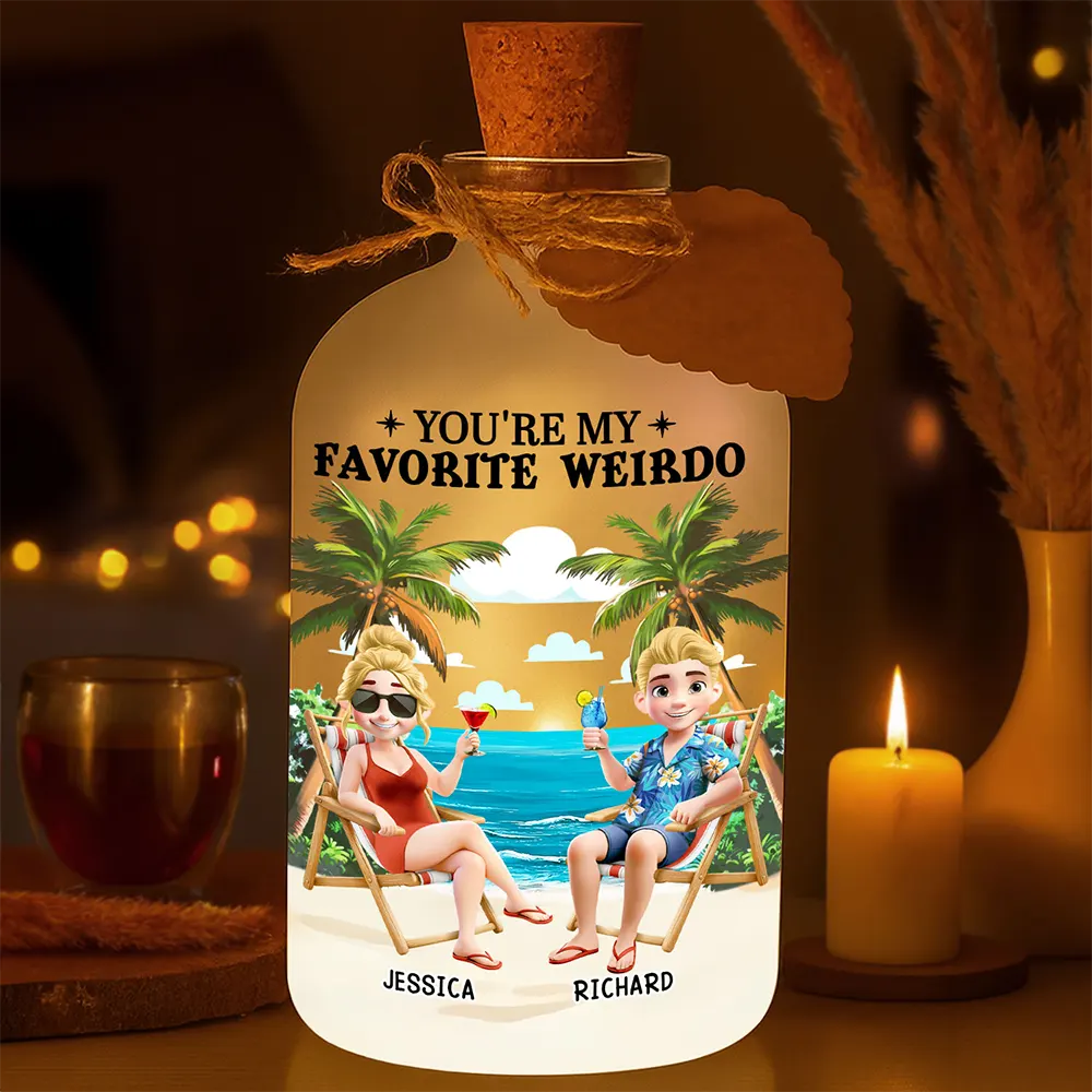 Gift For Couples,Gift For Husband,Gift For Wife,Gift For Boyfriend,Gift For Girlfriend,Funny - You're My Favorite Weirdo - Personalized Short Bottle Light