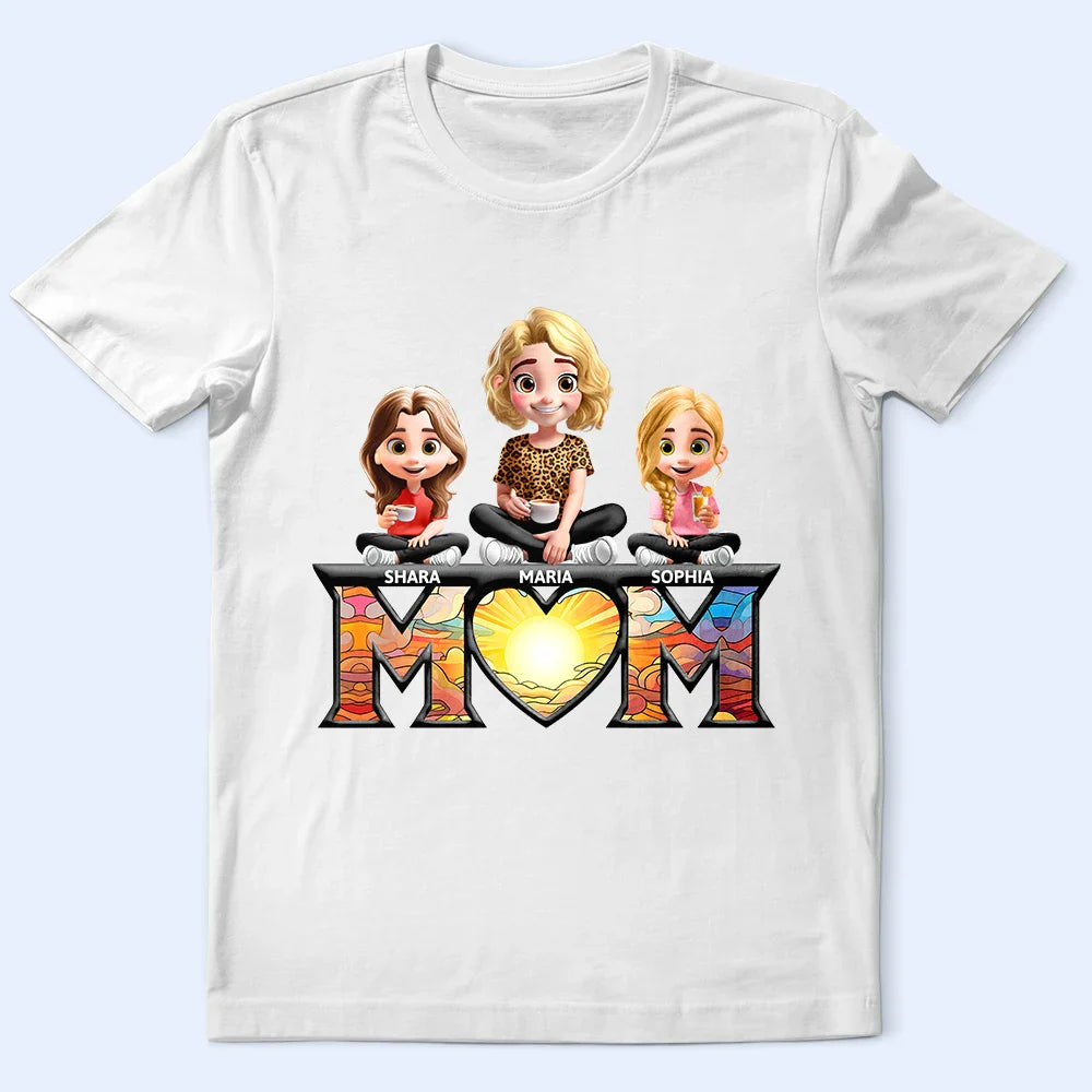 Young Mother Daughter Son We Love You Mom 3D Cartoon - Personalized T Shirt
