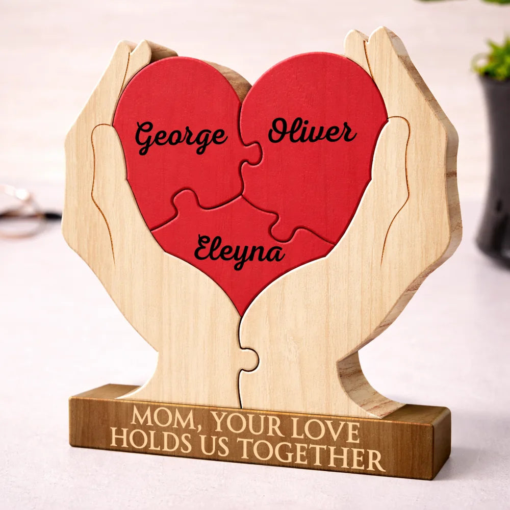 Gift For Mother,Love,Gift For Grandma- Your Arms Forever Open Your Hugs That Hold Us Tight - Personalized Custom Shaped Wooden Puzzle