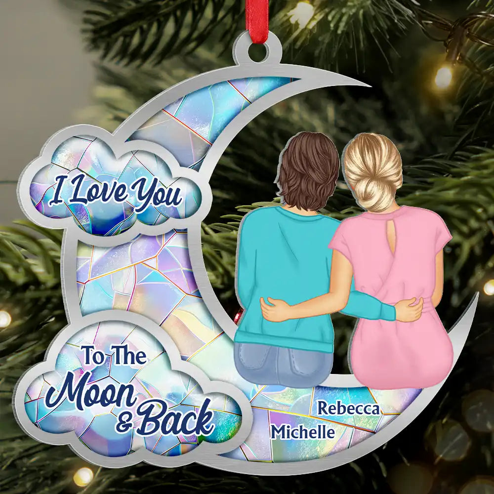 Besties Sister I Got To Choose Love You To The Moon - Personalized Metal Ornament