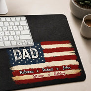 Gift For Father,Gift For Grandpa,Independence Day,Custom Text,Confident - Stars & Stripes US Flag American Dad Grandpa - Personalized Leather Desk Mat