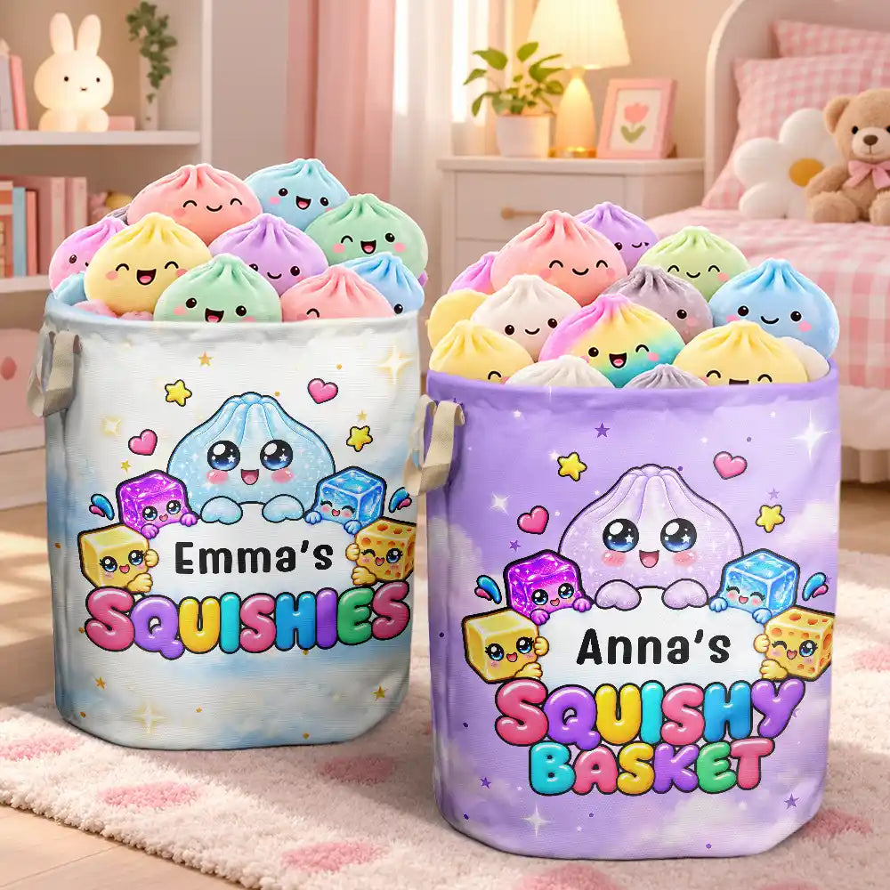 Christmas,Gift For Kids,Icon,Playful - Gift For Kids Squishy Lovers - Personalized Name Squishy Collection Storage Basket