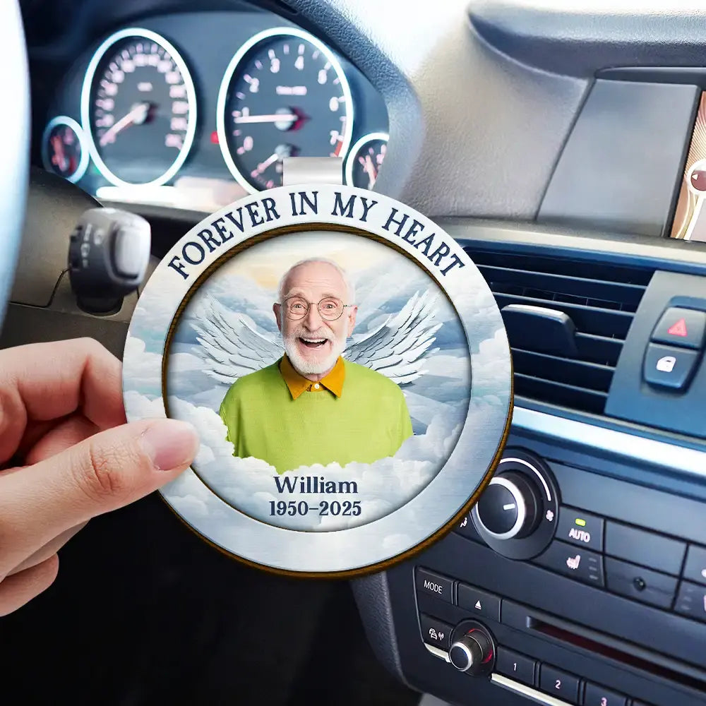 Parents,Memorial,Sad,Gift For Grandparents,Gift For Sibling,Family - Custom Photo Although You Cannot See Me I'm Always With You Memorial Heaven - Personalized Custom Shaped Car Visor Clip