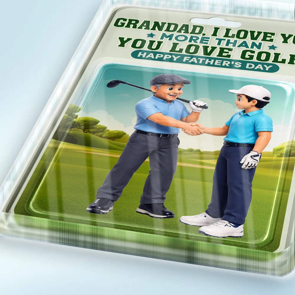 Gift For Husband,Gift For Yourself,Gift For Men,Gift For Father,Sport Dad,Dad's Hobby,Grandpa's Hobby,Golf,Non-Eng,Photo - Toybox Figure,Playful - Custom Photo Toybox Figure Dad I Love You More Than You Love Golf - Personalized Custom Shaped Acrylic Plaque