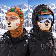 Christmas, Humorous, Icon, Skiing, Top Market - Winter Skiing Gag Gift For Friends, Family Matching Gear - Personalized 3D Realistic Christmas Funny Face Balaclava Face Mask