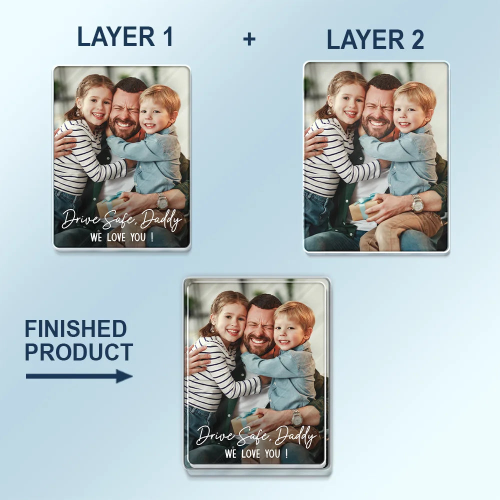 Custom Photo, Gift For Couples, Gift For Father, Happy - Custom Photo Drive Safe We Love You - Personalized Custom Shaped Acrylic Car Visor Clip