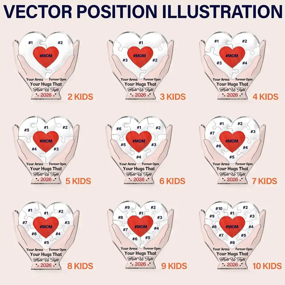 Christmas, Gift For Mother, Gifts For Her, Grateful, Vector - Birthday Christmas Gift For Mom, Bonus Mom - Personalized Hands Hold Heart Shaped Acrylic Puzzle