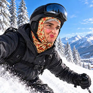 Christmas,Humorous,Icon,Skiing - Winter Skiing Gag Gift For Bestie, Girl Group - Personalized 3D Realistic Funny Old Lady Face Balaclava Face Mask