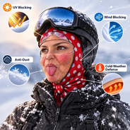 Christmas,Humorous,Icon,Skiing - Winter Skiing Gag Gift For Bestie, Girl Group - Personalized 3D Realistic Funny Old Lady Face Balaclava Face Mask