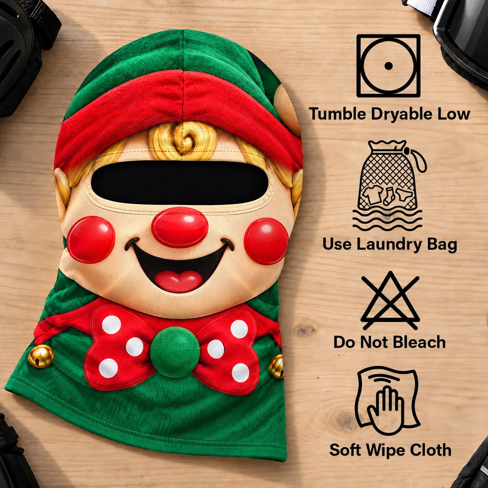 Christmas, Humorous, Icon, Skiing, Top Market - Winter Skiing Gag Gift For Friends, Family Matching Gear - Personalized 3D Realistic Christmas Funny Face Balaclava Face Mask