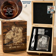 Gift For Father,Custom Photo,Art Design,Proud,Photo - Pencil Sketch - Dark BG - Custom Photo White Pencil Sketch Art From The Reason You Drink - Personalized Whiskey Glass
