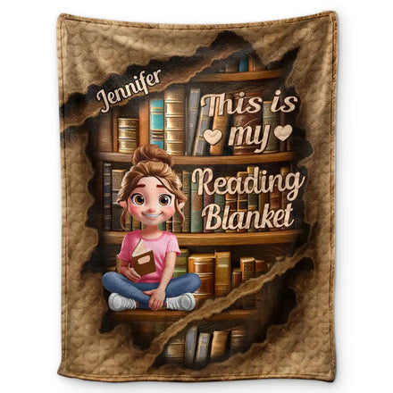 Reading Ripping Effect Girl This Is My Reading Blanket - Personalized Fleece Blanket, Sherpa Blanket