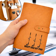 Gift For Grandpa,Gift For Father,Golf,Non-Eng,Icon,Proud - Best Dad Grandpa By Par Golf Clubs - Personalized Leather Cable Bag