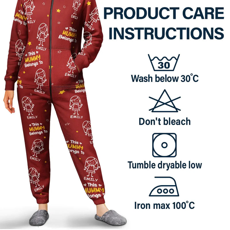 Gift For Grandparents, Gift For Grandpa, Gift For Grandma, Gift For Mother, Gift For Father, Happy, Christmas - This Grandpa Grandma Belongs To Kids Pet - Personalized Overall Onesie Hooded Jumpsuit