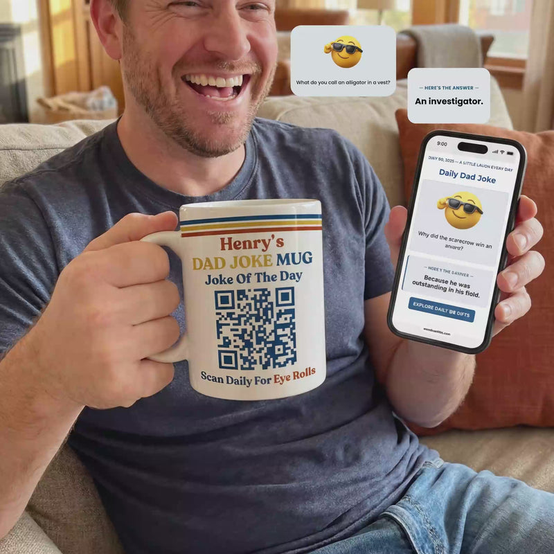 Daily Dad Jokes Interactive QR Code - Personalized Mug