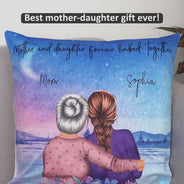 Mother & Daughter Forever Linked Together Watercolor Style - Gift For Mom, Daughter & Grandma - Personalized Custom Pillow