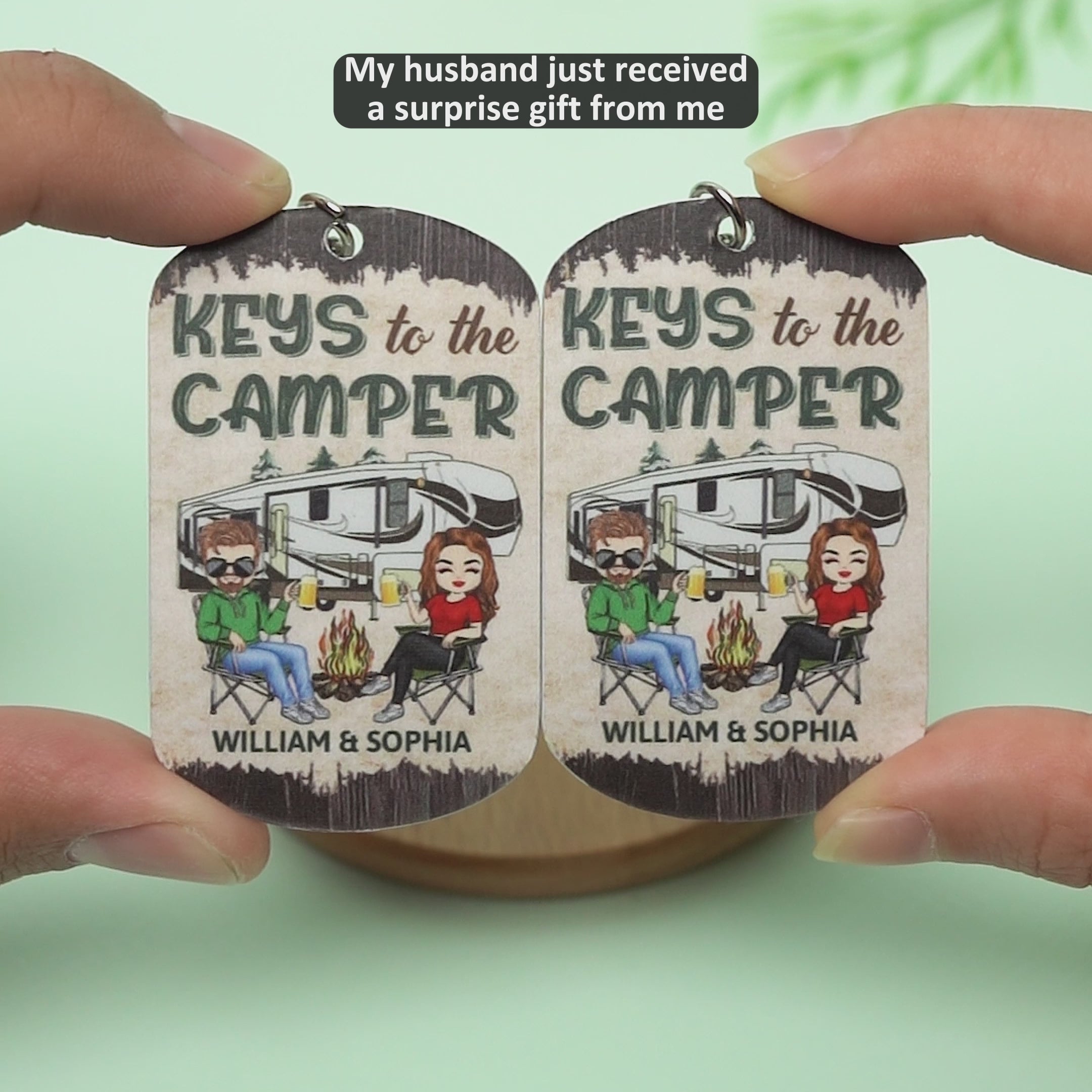 Keys To The Camper - Anniversary, Loving Gifts For Couples, Husband, Wife, Camping Lovers - Personalized Aluminum Keychain
