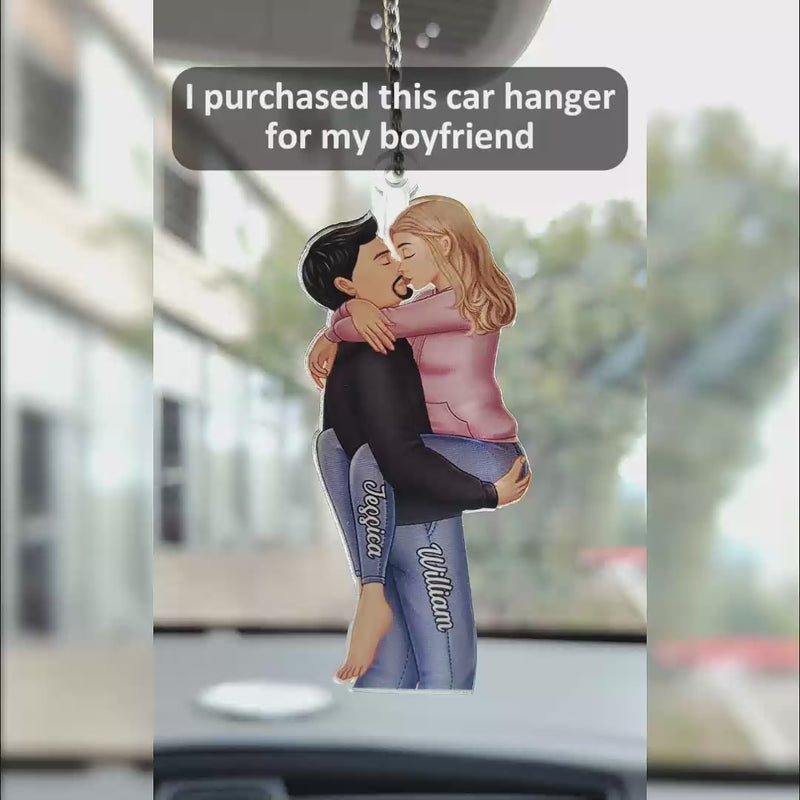 Couple Kissing - Anniversary Gift For Couples - Personalized Acrylic Car Hanger