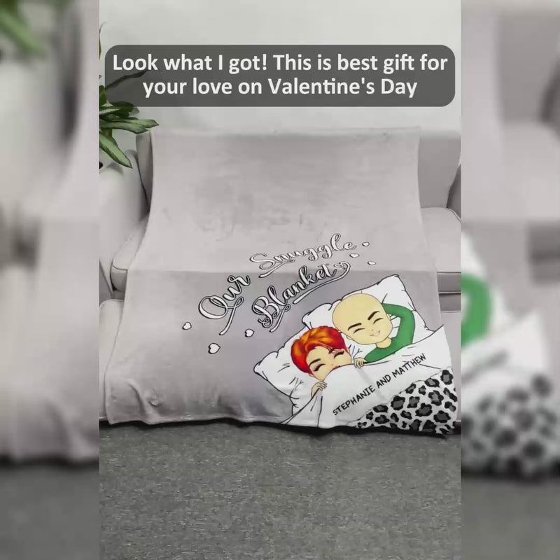 Couple Chibi Our Snuggle Blanket - Gift For Couples, Anniversary, Birthday Gift - Personalized Custom Fleece Blanket