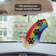 A Piece Of My Heart Is At The Rainbow Bridge - Pet Memorial Gift - Personalized Acrylic Car Hanger