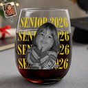 Graduation,Happy,Photo,Proud - Custom Photo Senior Vintage Portrait - Personalized Stemless Wine Glass