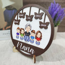 Grandma Mom Grandkids Kids Butterflies - Gift For Mother, Grandmother - Personalized 2-Layered Wooden Plaque With Stand
