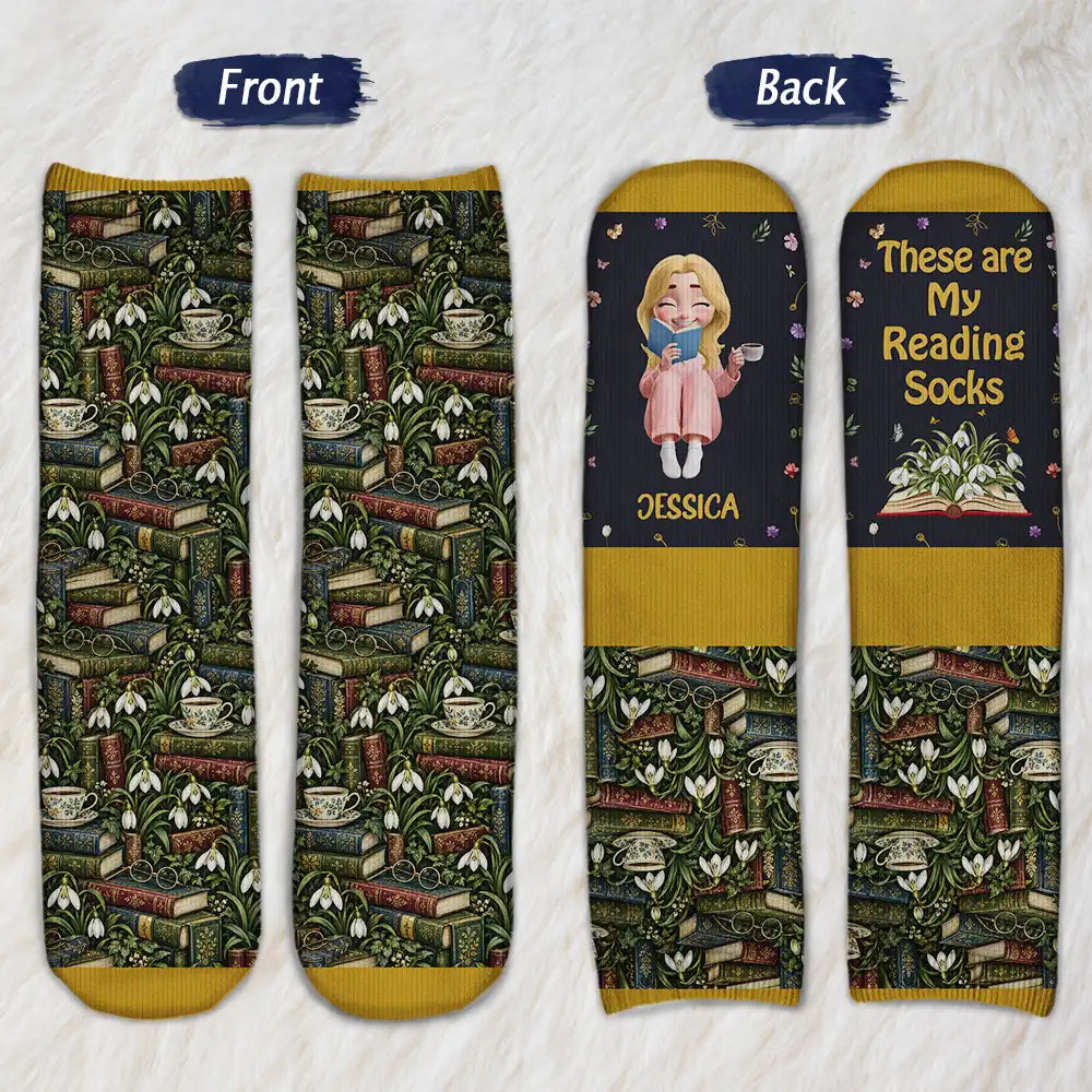 Christmas, Gift For Women, Gift For Yourself, Gifts For Her, Humorous, Reading, Vector - Gifts For Book Lovers, Bookworms, Readers - Personalized Birth Flower Shhh I'm Reading Socks