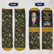 Christmas, Gift For Women, Gift For Yourself, Gifts For Her, Humorous, Reading, Vector - Gifts For Book Lovers, Bookworms, Readers - Personalized Birth Flower Shhh I'm Reading Socks