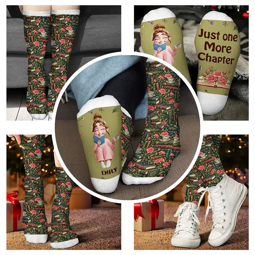 Christmas, Gift For Women, Gift For Yourself, Gifts For Her, Humorous, Reading, Vector - Gifts For Book Lovers, Bookworms, Readers - Personalized Birth Flower Shhh I'm Reading Socks
