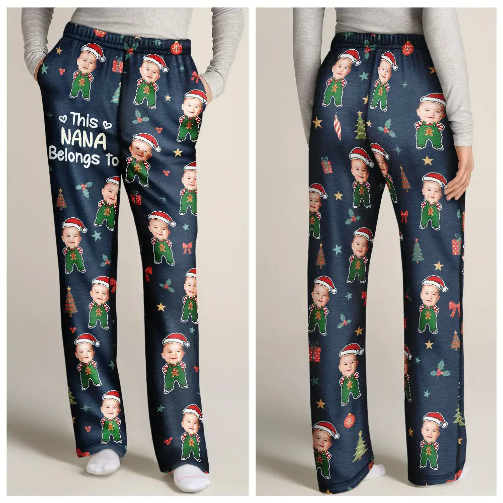 Christmas,Custom Photo,Cut-Face Photo,Gift For Grandma,Gifts For Her,Happy - Christmas Gift For Grandma Nana - Personalized Custom Photo Kids Names Stick Figures Pajama Pants