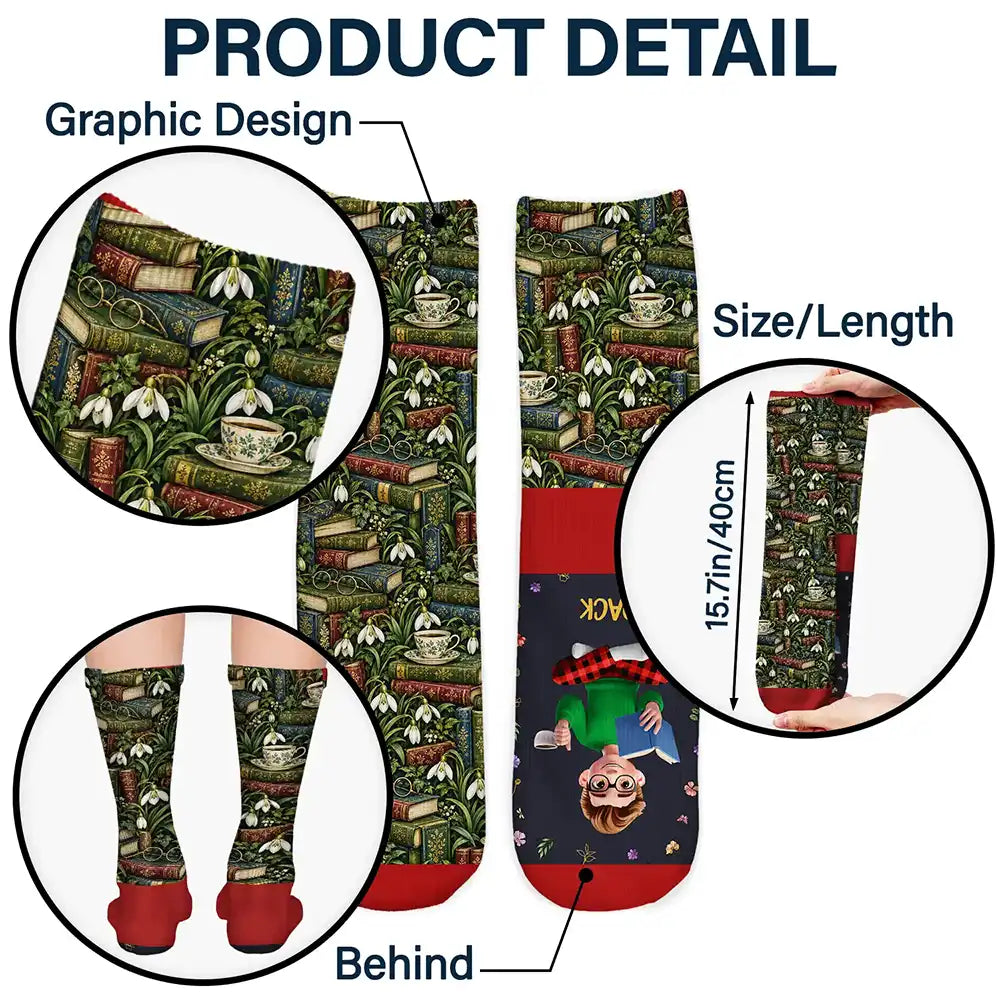 Christmas, Gift For Women, Gift For Yourself, Gifts For Her, Humorous, Reading, Vector - Gifts For Book Lovers, Bookworms, Readers - Personalized Birth Flower Shhh I'm Reading Socks