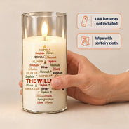 Christmas,Custom Text,Family,Sentimental - Christmas Gift For Family Grandma Mom - Personalized Family & Member Names Word Art Christmas Tree LED Candle