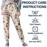 Christmas,Custom Photo,Cut-Face Photo,Gift For Grandma,Gifts For Her,Happy - Christmas Gift For Grandma Nana - Personalized Custom Photo Kids Names Stick Figures Pajama Pants